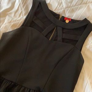 Black A-Line Dress with Open Chest Design